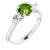 14K White Natural Peridot & 1/4 CTW Natural Diamond Ring